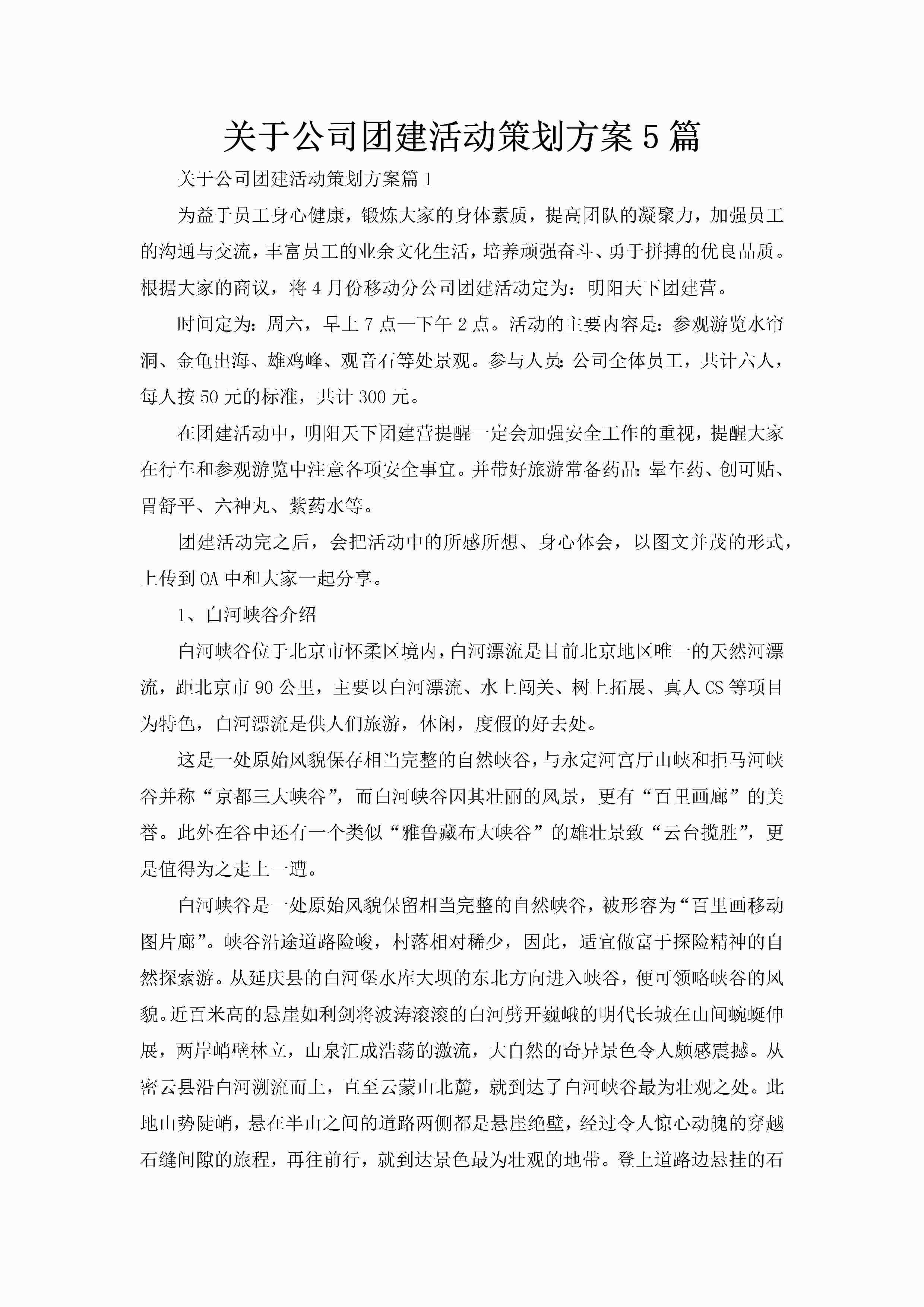 关于公司团建活动策划方案5篇-聚给网